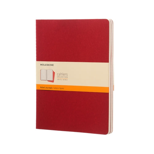 Moleskine Cahier Notebook - Ruled, Extra Large, Red