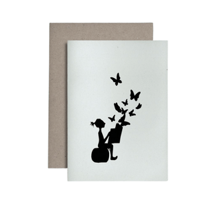 Miriam Cox Papercuts Greeting Card - Reading Butterflies