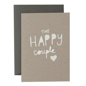 Me & Amber Greeting Card - Happy Couple, White Ink on Kraft