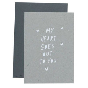 Me & Amber Greeting Card - Heart Goes Out, White on Kraft