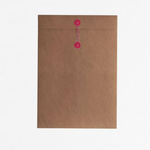 Button & String Button & String Envelope - C4 (229 x 324mm), Kraft/Red B&S