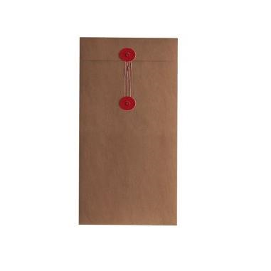 Button & String Button & String Envelope - DL (110 x 220mm), Kraft/Red B&S