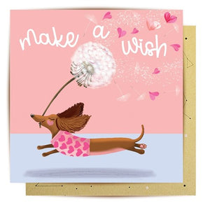 La La Land Greeting Card - Make a Wish Dachshund