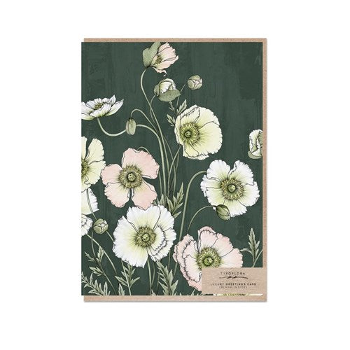 Typoflora Greeting Card - Floral Portrait, Poppies in the Dark