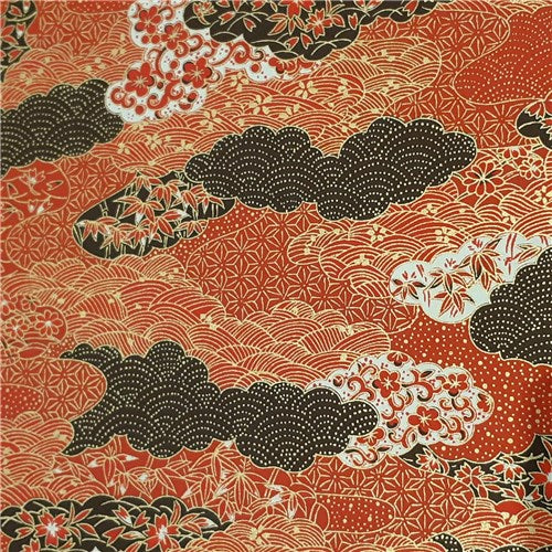 Chiyogami Paper Chiyogami Paper - A4, Black/Red Wave Pattern