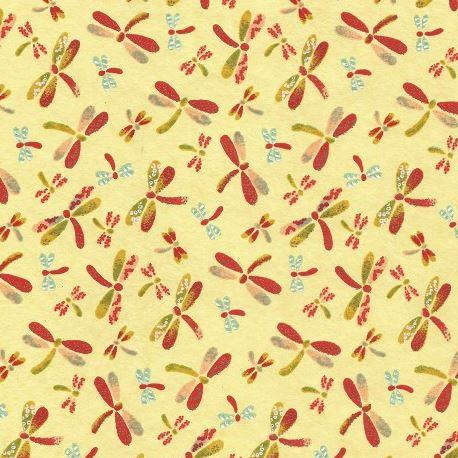 Chiyogami Paper Chiyogami Paper - A4, Dragonflies on Yellow Background