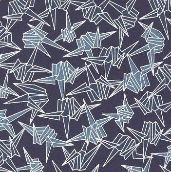 Chiyogami Paper Chiyogami Paper - A4, Origami Cranes on Navy Background