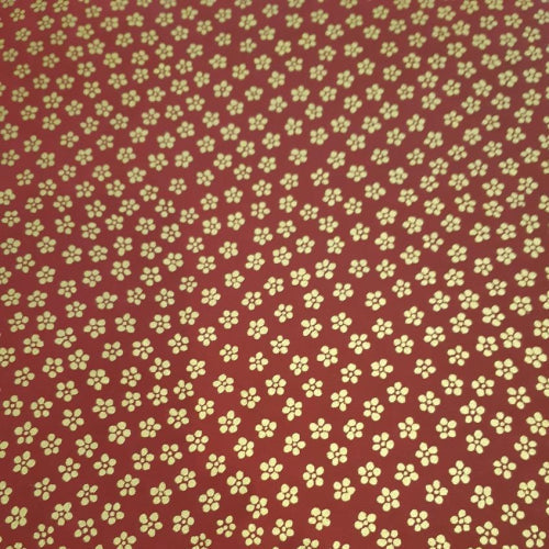 Chiyogami Paper Chiyogami Paper - A4, Small Gold Flowers on Burgundy