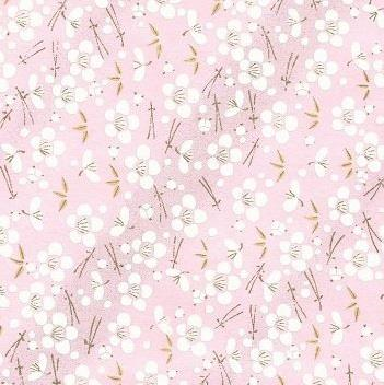 Chiyogami Paper Chiyogami Paper - A4, White Blossoms on Pale Pink Background