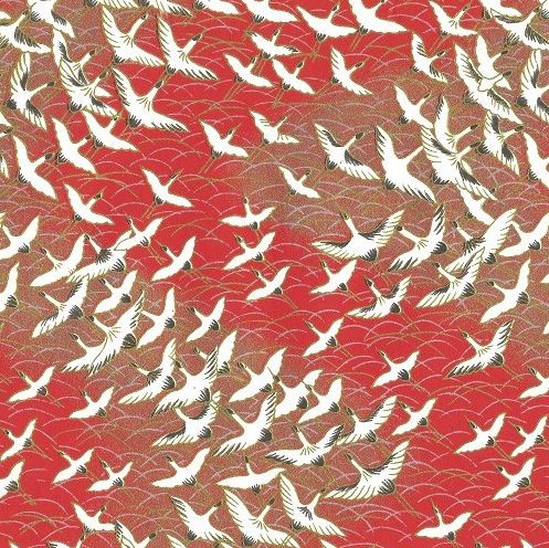 Chiyogami Paper Chiyogami Paper - A4, White Cranes on Red