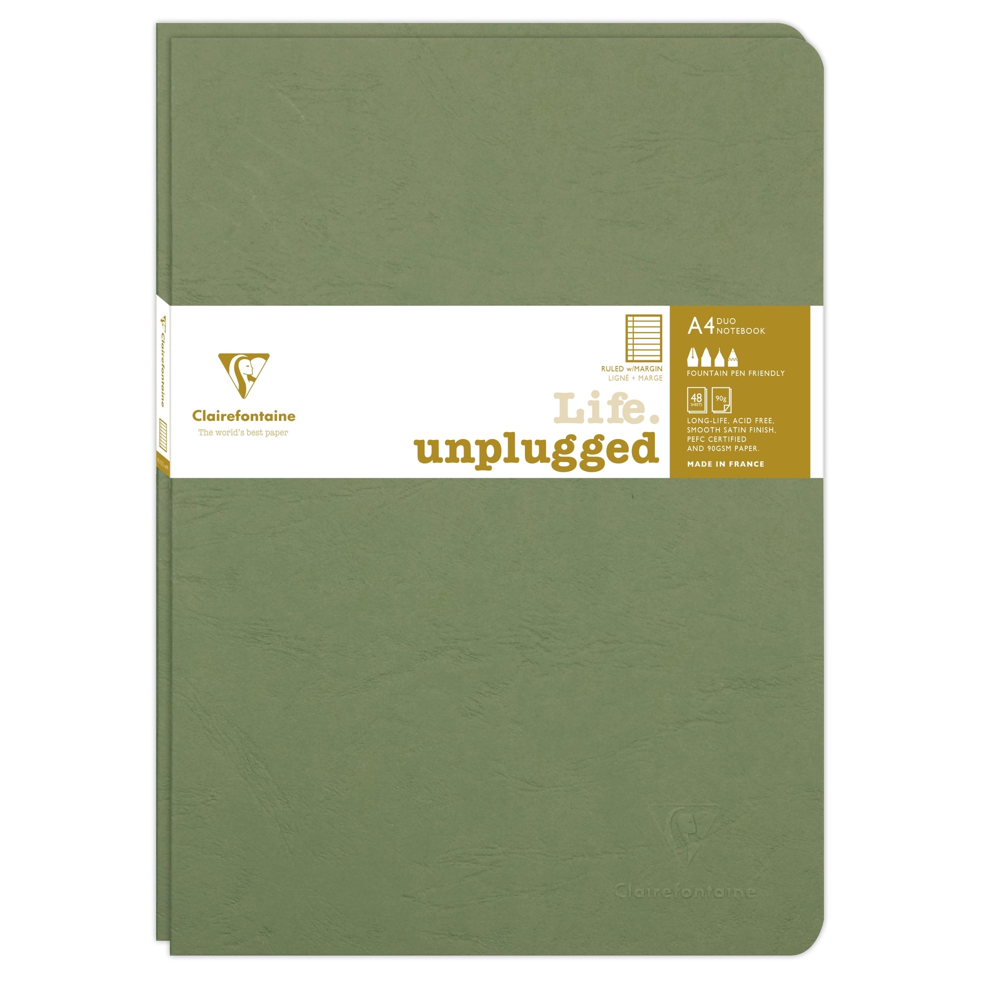 Clairefontaine Clairefontaine Essentials Stapled Twin Set Notebooks - A4, Ruled, Green