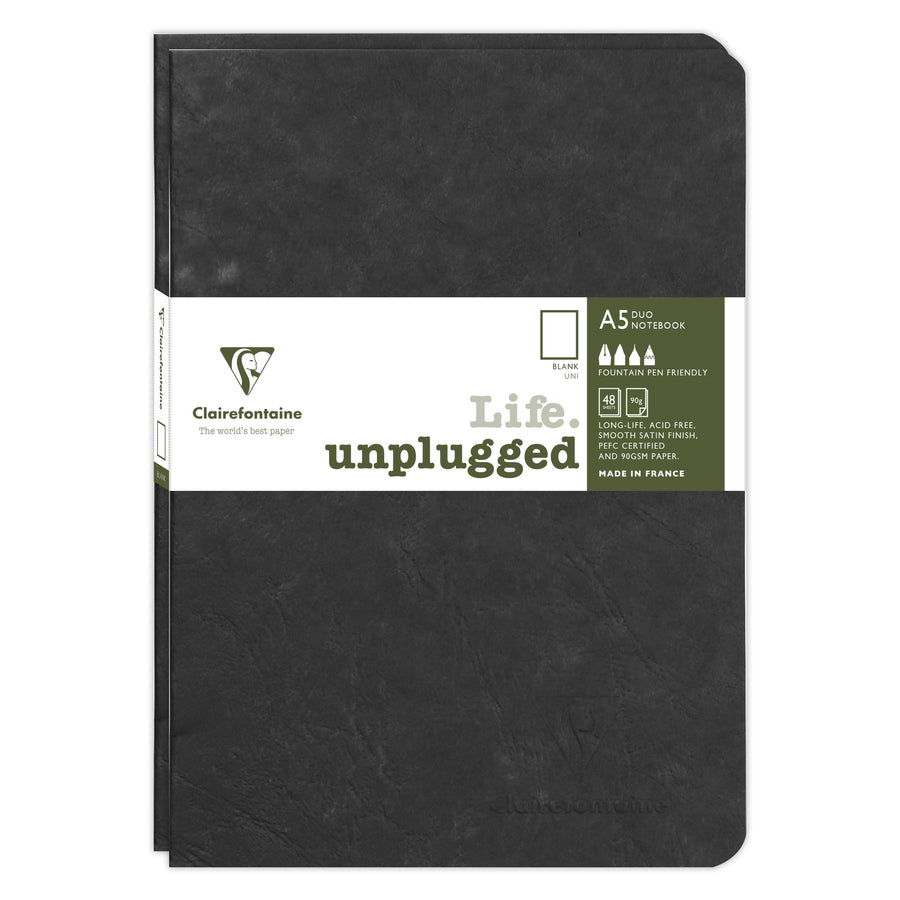 Clairefontaine Clairefontaine Essentials Stapled Twin Set Notebooks - A5, Ruled, Black