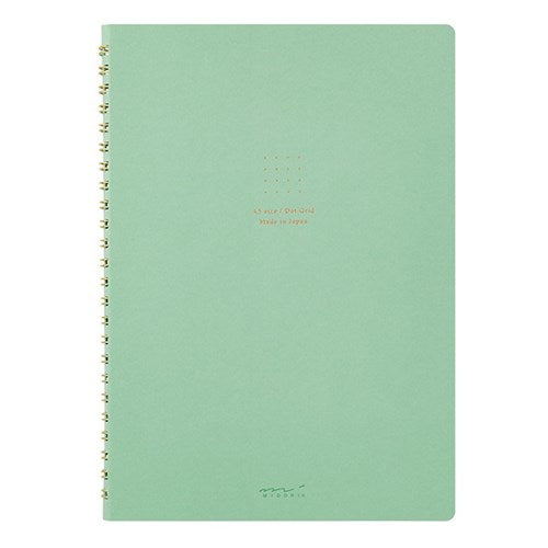 Midori MD Colour Ring Notebook - A5, Green, Dot Grid