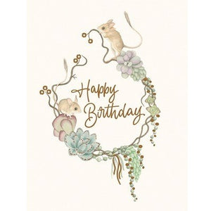 Squirrel Design Studio Greeting Card - Happy Birthday, Sweet Succulents