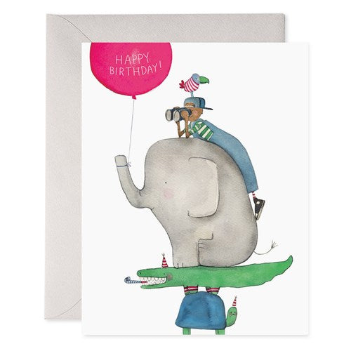 E Frances E Frances Birthday Card - Animal Stack