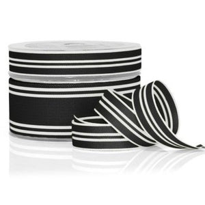 Ribbon: 17m Retro Grosgrain, Black/White (per metre)