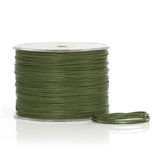 Wax Cotton String - 1mm, Olive (per metre)