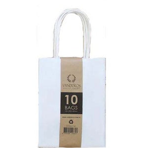 Twisted Handle Bags - White, Pack of 10, 160x200x80mm