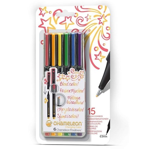 Chameleon Fineliner Pens - Starter Set, Primary, 6 Colours