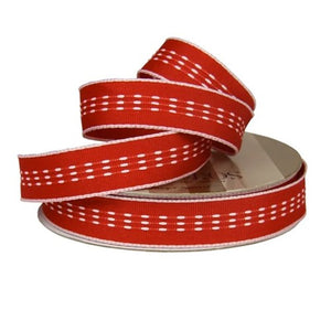 Ribbon: 22mm Dasher - Red/White (per metre)