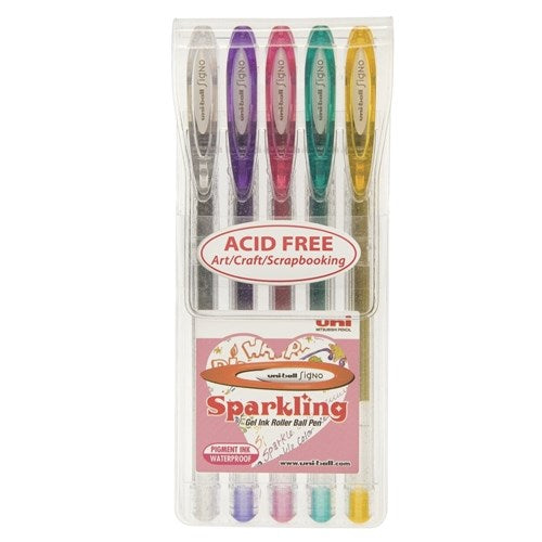 Uni-ball Signo Sparkling Pen Set -  1.0mm Gel, Set of 5
