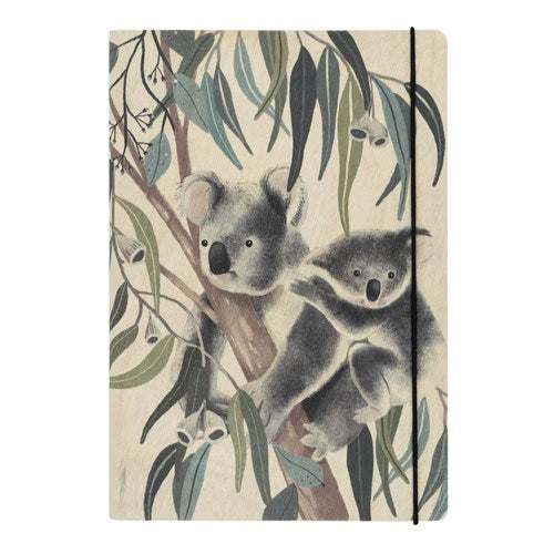 Greenigo Greenigo Wood Cover Notebook - A5, Blank, Koala Cuddles