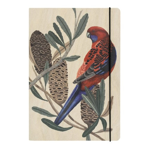 Greenigo Greenigo Wood Cover Notebook - A5, Blank, Rosella in Banksia