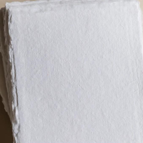 Indie Handmade Cotton Paper Handmade Deckle Edge Cotton Rag Paper - A5 (148 x 210mm), White, 210gsm
