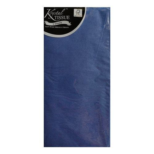 Krystal Tissue Krystal Tissue Paper - Pack of 5 sheets, Navy Blue