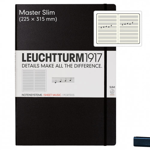 Leuchtturm1917 Leuchtturm1917 Notebook - Staves, A4+ Slim, Black