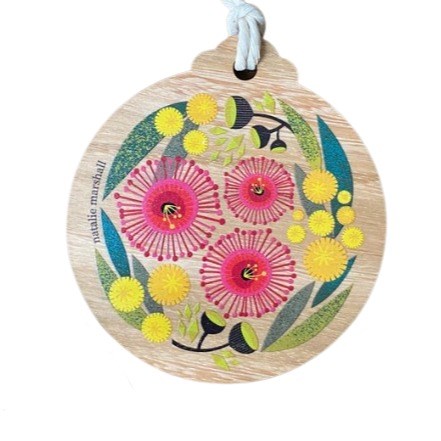 Little Hello Studio Little Hello Studio Wooden Decoration - Small Round, Blossoms