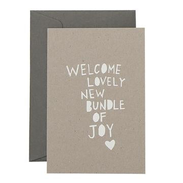 Me & Amber Me & Amber Baby Card - New Bundle, White Ink on Kraft