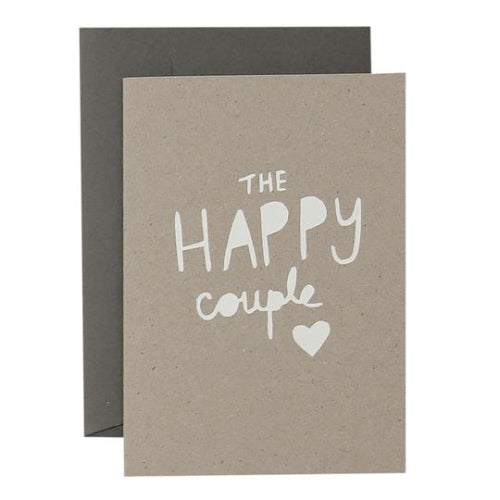 Me & Amber Me & Amber Wedding Card - Happy Couple, White Ink on Kraft