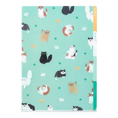 Midori Midori 3 Pocket Clear File - A4, Cats