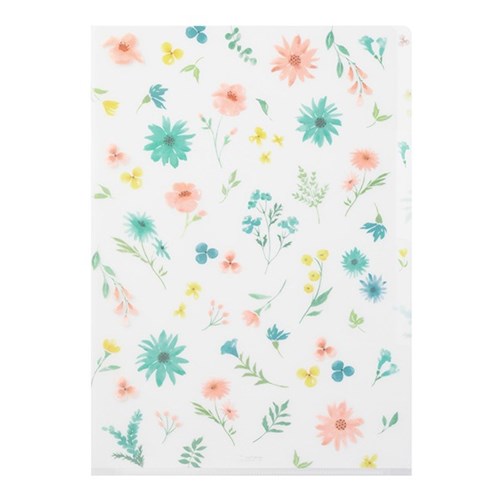 Midori Midori 3 Pocket Clear File - A4, Flowers