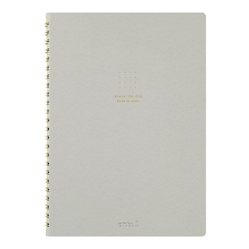 Midori Midori MD Colour Ring Notebook - A5, Grey, Dot Grid