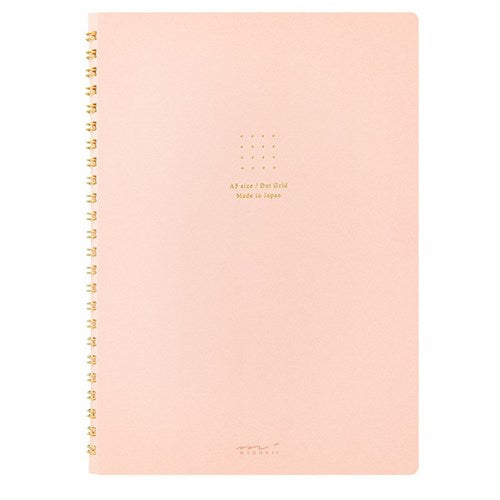 Midori Midori MD Colour Ring Notebook - A5, Pink, Dot Grid