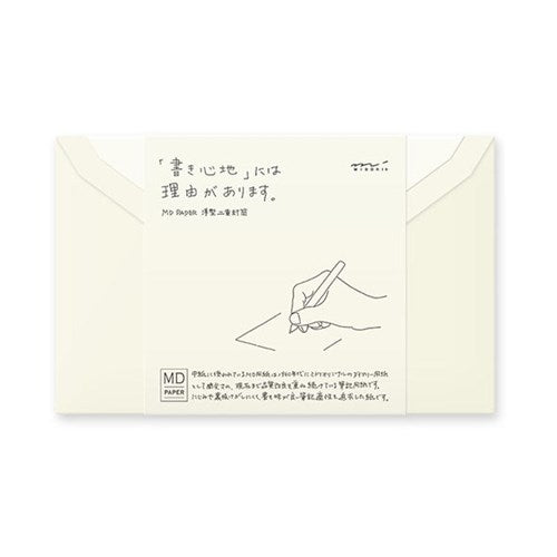 Midori Midori MD Envelopes - 115 x 180mm, Horizontal Flap, Cream, Pack of 8