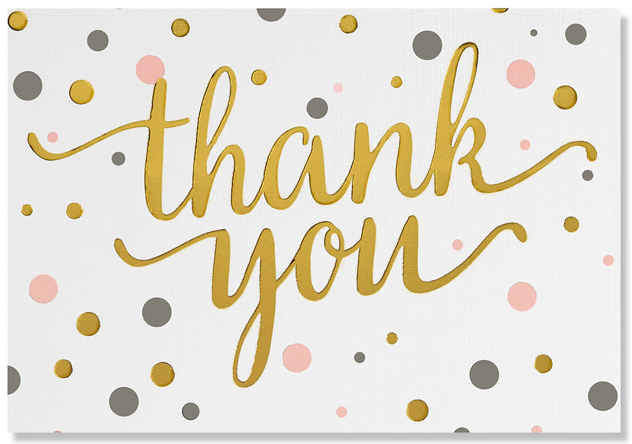 Peter Pauper Press Thank You Card Set - Pink & Gold Dots