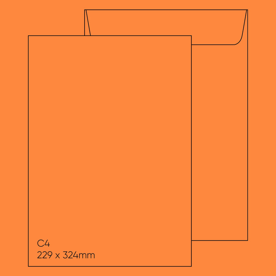 POPTICKS C4 Envelope (229 x 324mm) - Sirio Arancio (Orange), Single