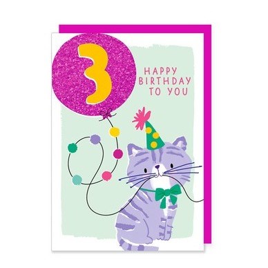 Rosanna Rossi Rosanna Rossi Greeting Card - 3rd Birthday, Cat