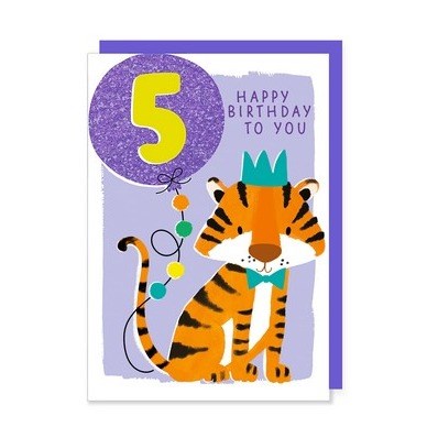 Rosanna Rossi Rosanna Rossi Greeting Card - 5th Birthday, Tiger