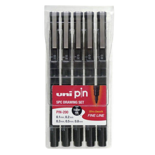 Uni-ball Uni Pin Fineline Black Pigment Ink Pen Set