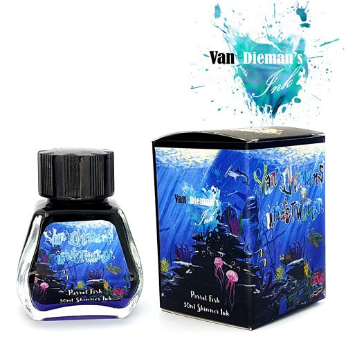 Van Dieman's Ink Van Dieman's Fountain Pen Ink - Underwater Series, Parrot Fish, Shimmering, 30ml