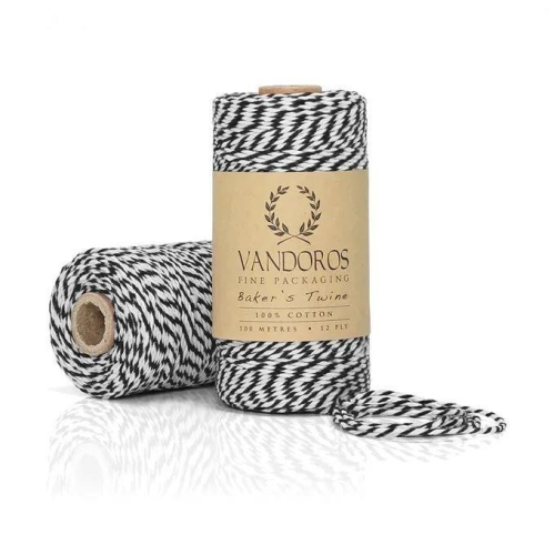 Vandoros Baker's Twine - Black/White, 100m Roll