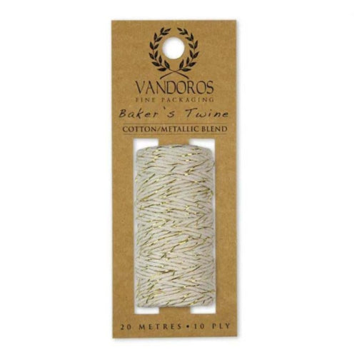 Vandoros Baker's Twine - Natural/Metallic Gold, 20m Roll