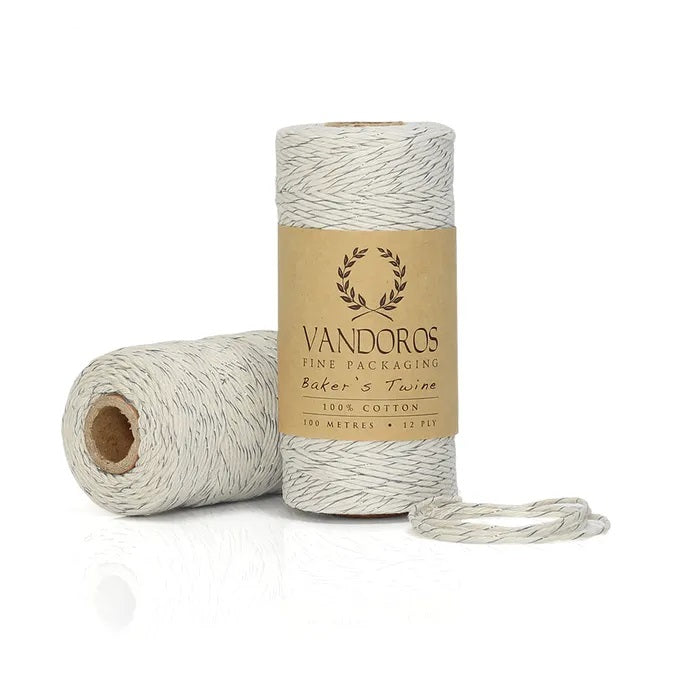 Vandoros Baker's Twine - Natural/Metallic Silver, 100m Roll