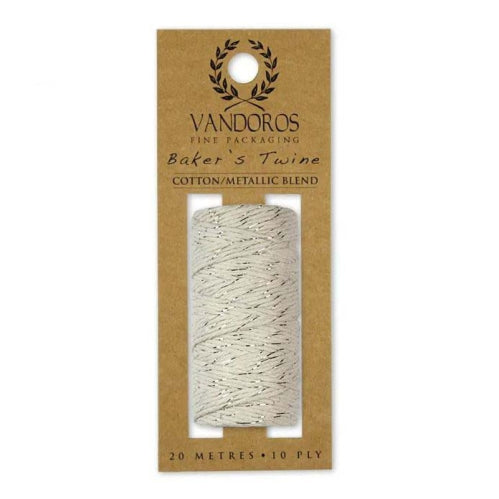 Vandoros Baker's Twine - Natural/Metallic Silver, 20m Roll