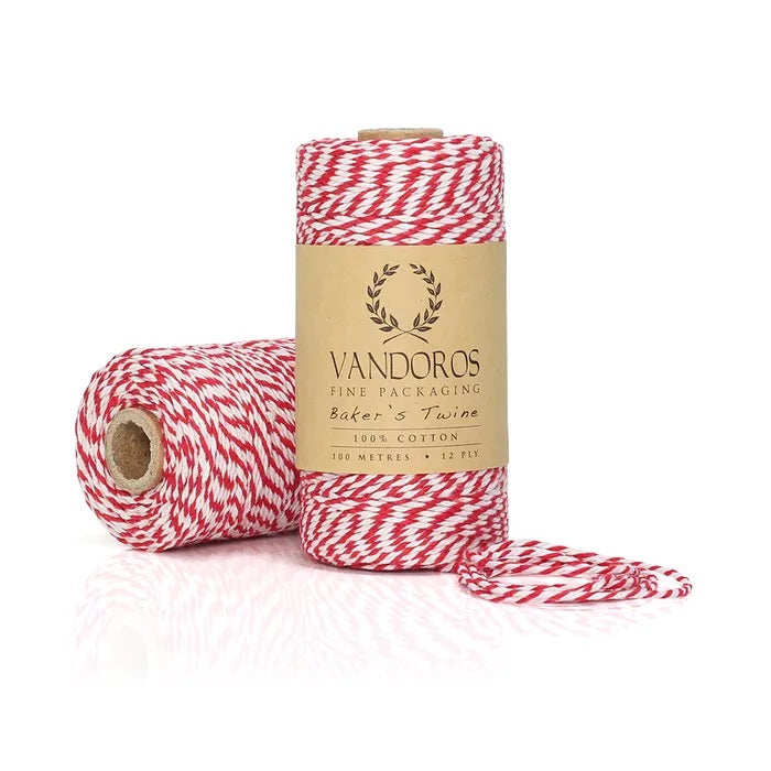 Vandoros Baker's Twine - Red/White, 100m Roll