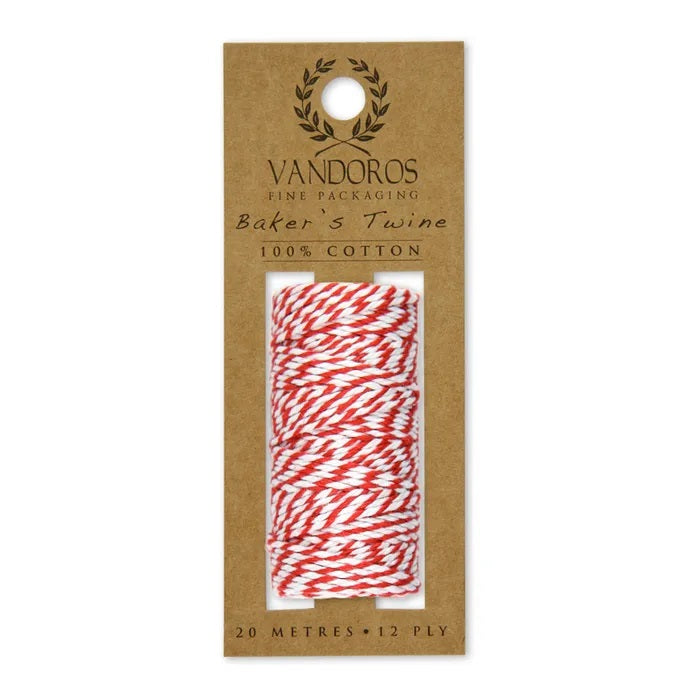 Vandoros Baker's Twine - Red/White, 20m Roll